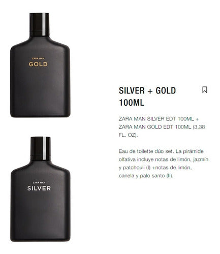 2 Perfumes Importados Zara Man Silver & Gold - Edt 100Ml