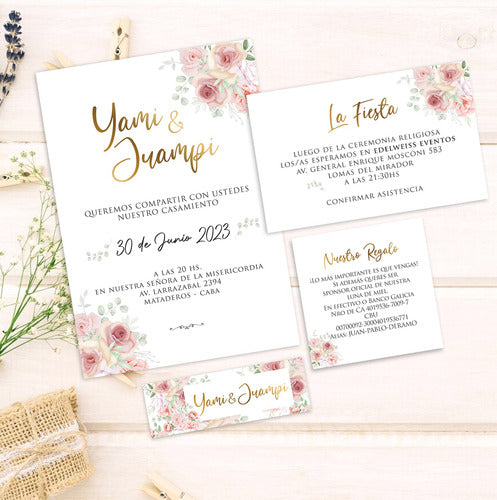 Entre Tintas y Papeles Customizable Wedding Invitation Card Set 2