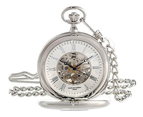 Charles-Hubert Paris 3953W Analog Mechanical Pocket Watch 0