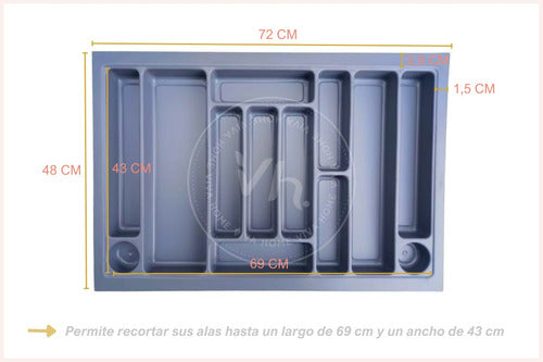 Ordinato Gray Plastic Drawer Organizer 72 x 48 cm 1