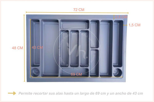 Plastic Drawer Organizer Tray 72 x 48 cm Gray 1