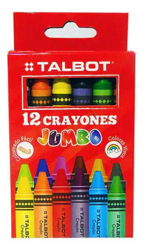 TALBOT Jumbo 12-Color School Wax Crayons 1
