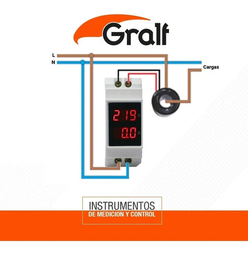 Voltimetro Amperimetro Gralf Riel Din Compato Gaf-100vac 2