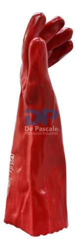 DPS Guante PVC Rojo Trabajo Industria Acido Quimicos 40 Cm 1