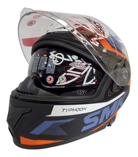 SMK Typhoon Thorn Matte Black Orange Blue Full Face Helmet 1