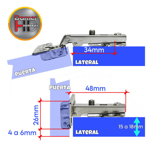 Tarken Bisagra Cazoleta Resorte 26mm Mini Codo 0 Embutir Mueble 2