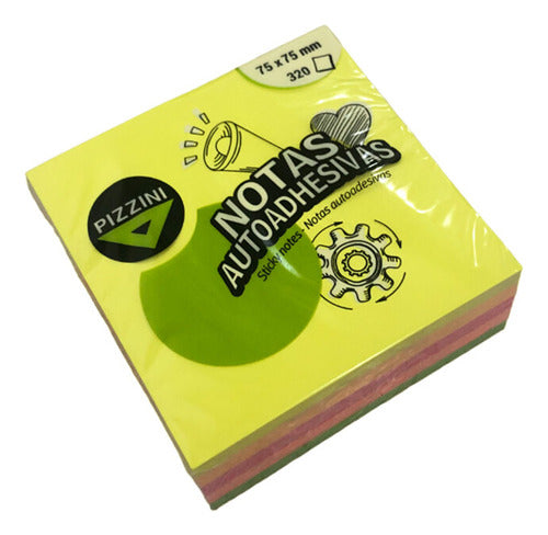 Pizzini Fluorescent Sticky Notes 75x75mm X320 Hjs 0