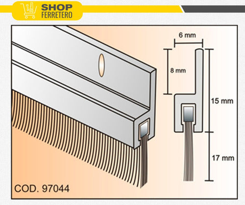 70cm Aluminum Brush Door Sill Seal - Set of 5 by Raketa 5