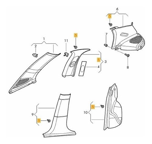 Kit X10 Clips Grampas Panel Puerta Vw Gol Trend Voyage -roar 2