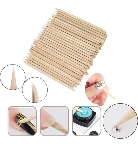 Palito Naranjo X100 Cuticle Pusher Manicure Nail Care Pack of 100 Wood Sticks 0