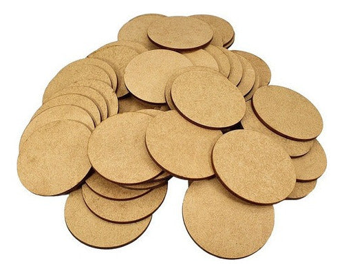 50 Bolachas Para Aplique Mdf Madeira Circulo Redondo 3x3cm 0