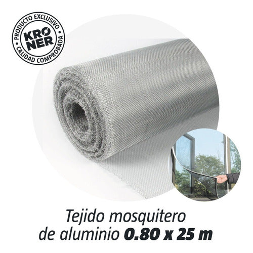 Aluminum Mosquito Netting Fabric Roll 0.80 x 25m 0