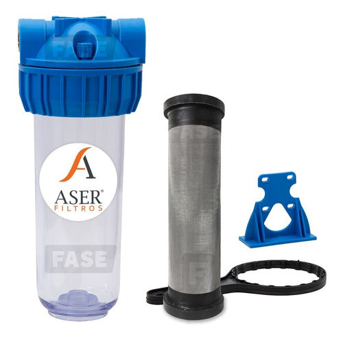 Aser Filtro Agua 250 Mic Malla Acero Inoxidable - Elimina Suciedad, Arena y Tierra - Vaso 10 Pulgadas, Rosca 1'' 0