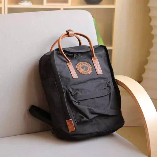 Fjallraven Kanken Black and Brown Leather 16L Simple Design 1