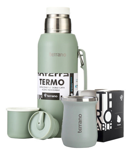 Terrano Set 1L Oliva | Mate | Thermos | Extra Cap Gift 0