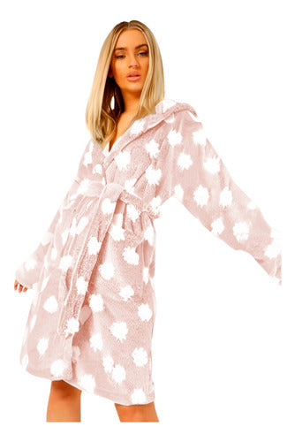 Mariana K Short Soft Polar Bathrobe with Hood and Pockets 7410 7