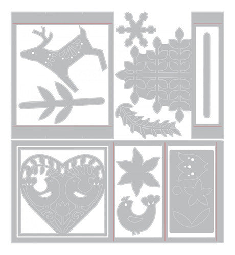 Scrapbooking Set of 12 Thinlits Dies - Christmas - Card In A Box 3