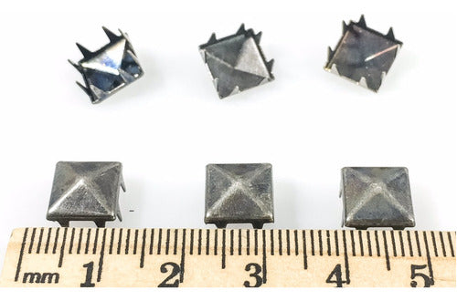 100 Pieces of 9mm Pyramid Studs - Antique Nickel 2