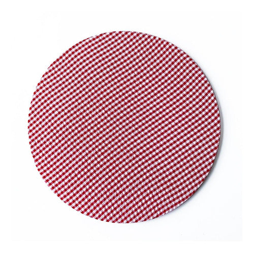 Noi Home Bazar Individual Round Plate with Red Checkered Cover 0