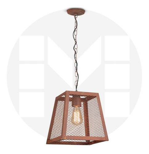 Vintage Oxidized Metal Mesh and Chain Pendant Lamp 1