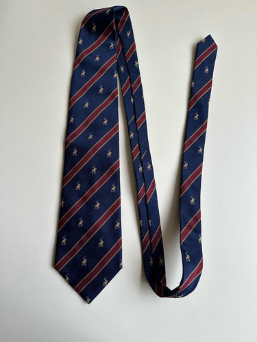 Firenze Cravattes Blue Tie with Horse and Polo Player 1