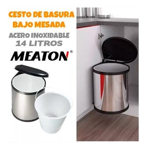 Meaton 14L Stainless Steel Under-Counter Pull-Out Trash Can 1