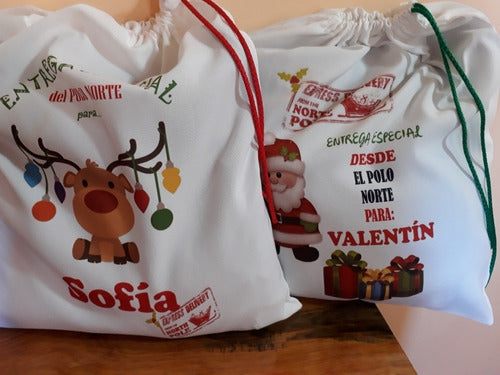 Bolsa Costal  Navidad De Tela Personalizada 45cmx45cm 2u. 7