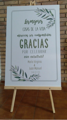 Wooden Wedding Sign 100x70 cm with Easel Included 12