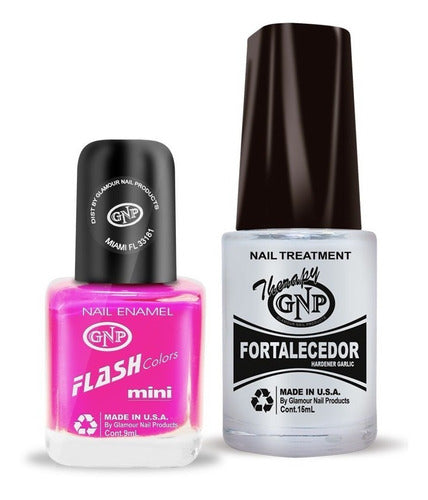 GNP Garlic Strengthener and Fuchsia Fluorescent Nail Polish 9ml 0