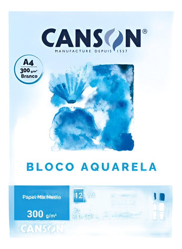 Bloco Canson Aquarela Universitario (300g/m² A4) 12 Folhas 0