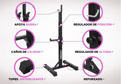 Rack Sentadillas Soporte Gym Pecho Squat Hombros Regulable 2