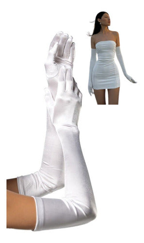 Evassina Elegant Long Gloves in Stretch Fabric for Parties 3