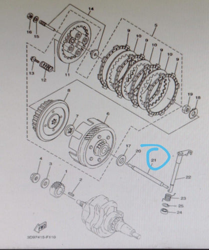 Varilla Empuje Embrague Original Yamaha Ybr 125 Pieza N° 21 1