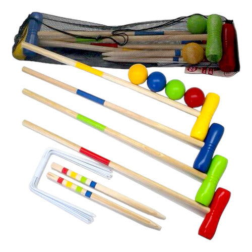 Faydi Croquet Set Painted Wood with Mallets, Arches, and Stakes 2