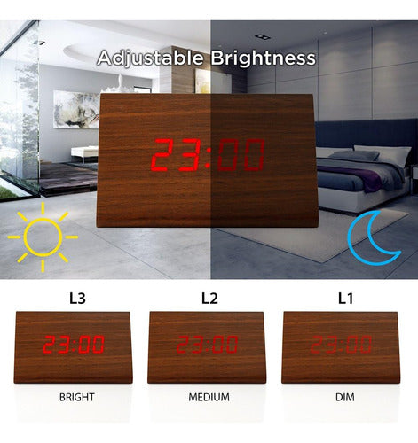 Gearonic Tm Triángulo Moderno De Madera Led Alarma Madera 3