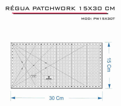 Régua Patchwork Scrapbook Corte Artesanato 15x30 Cm - Fenix 5