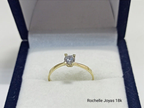 Anillo Compromiso Solitario De Oro 18k Y Zirconia 2