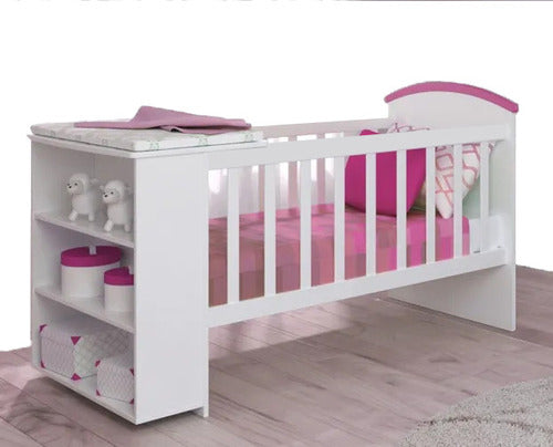 BH Lacquered Crib with Convertible Changing Table and Shelf Module C 4