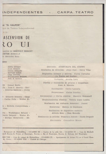 1965 Teatro El Galpon Programa Brecht Ascension De Arturo Ui 2