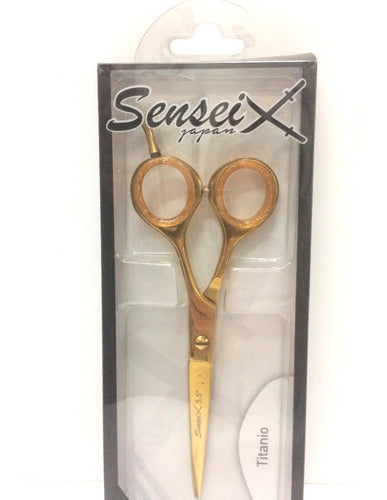 Professional Hairdressing Scissors 5.5'' Titanium Gold Sensei 1