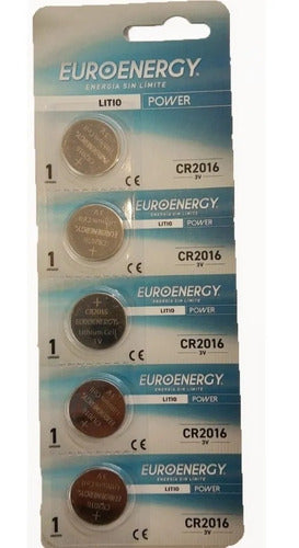 Euroenergy 5 X CR2016 3V Batteries for Alarms 0