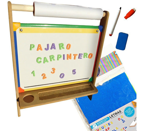 MPZR Magnetic Chalkboard Easel + Foam Figures for Kids 4