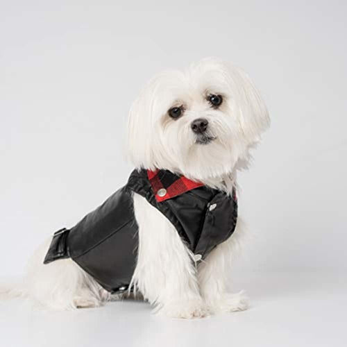 United Pups Cool Pups Chaqueta De Chaleco De Cuero A Cuadros 3