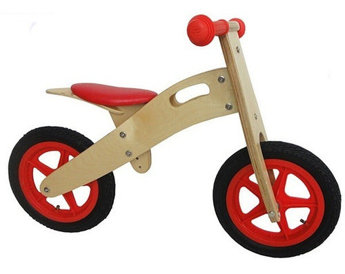 Bicicleta Para Niños En Madera Roja O Azul - Sin Pedales 0