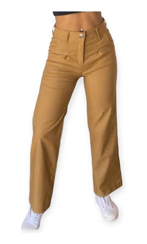 Elegant Oxford Palazzo Pleated Dress Pants with Zipper and Button 0