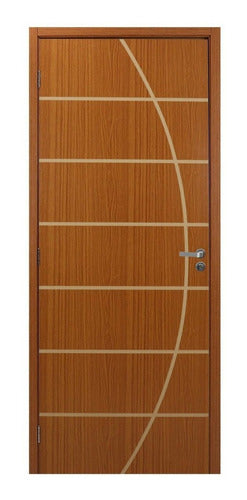 Kit Porta De Madeira Decorada 215x64cm Com Batente De Mdf 1