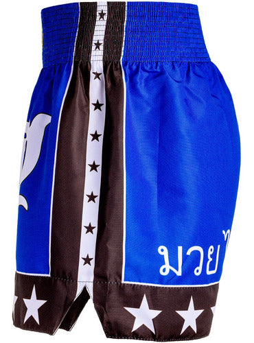 Shorts Muay Thai Boxe Bermuda Calção Modelo Estrela Azul 3