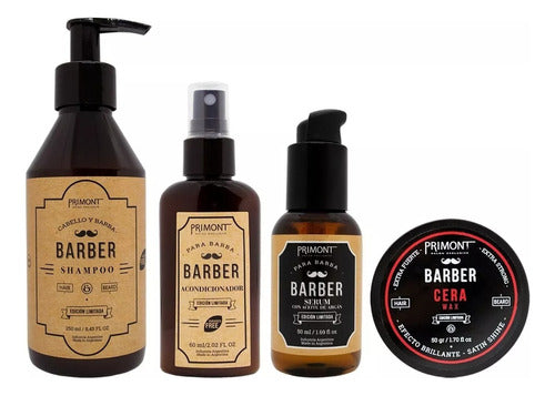 Kit Primont Barber Shampoo Cera Acondicionador Serum Barba 0