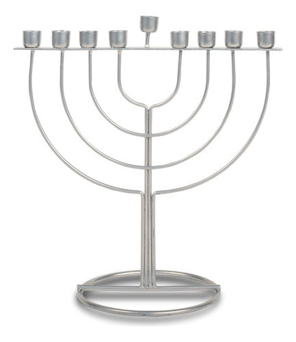 Ner Mitzvah Hanukkah Menorah - Fits All Standard Chanukah Candles - Sleek Silver V-Shaped Design 0