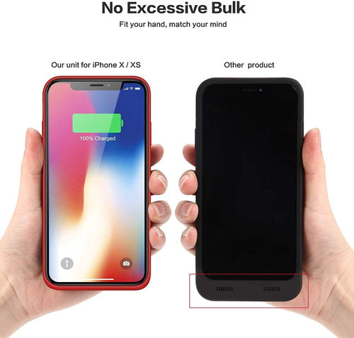 Qtshine Red Charging Case for iPhone XS/X/10 - 6500mAh Battery Capacity 3